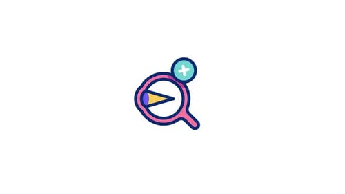 Animated Eye and Magnifying Glass Icon for Vision Concepts