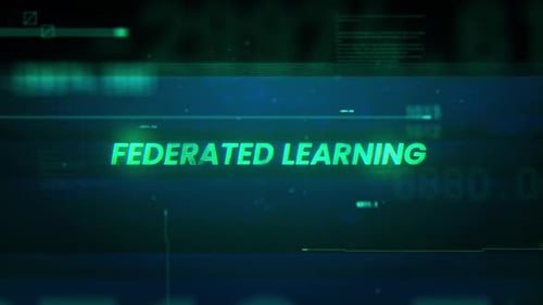 Föderiertes Lernen: Wort zur Noise Glitch Error Technology Futuristischer Datenhintergrund