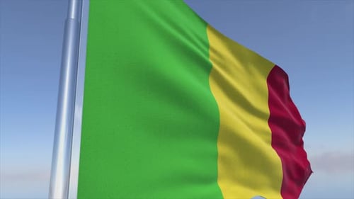 Waving Flag Animation with Green Yellow Red Stripes