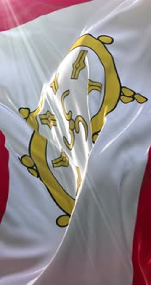 Waving Spiritual Flag with Golden Emblem