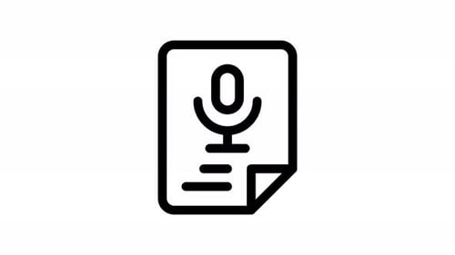 Animated Microphone Voice Recording Document Outline Icon