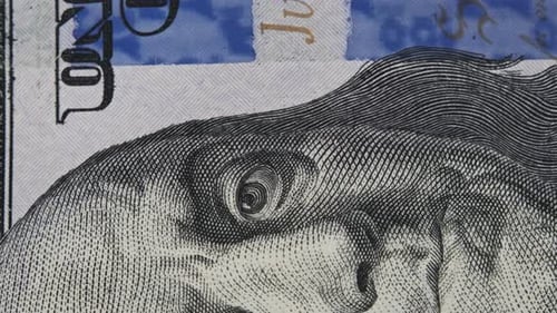 Extreme Close Up of US Hundred Dollar Bill