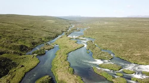 Aerial view of blue river in the mountains