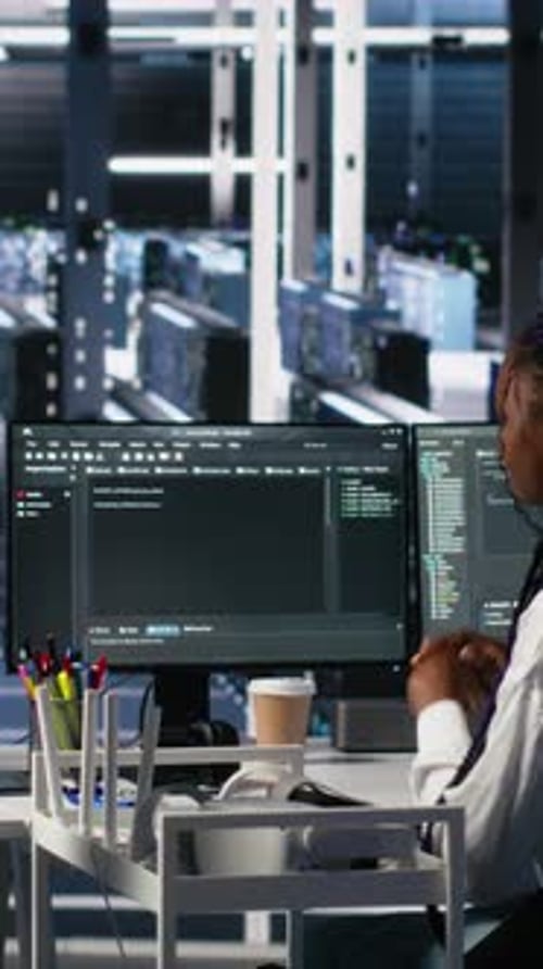 IT Professionals Working in Modern Server Room