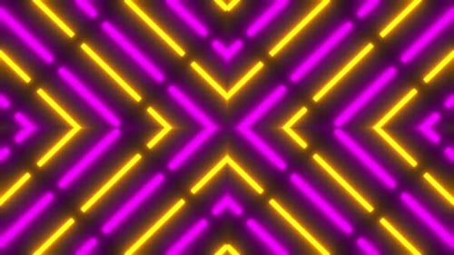 Dynamic neon light display with vibrant color lines on a black backdrop