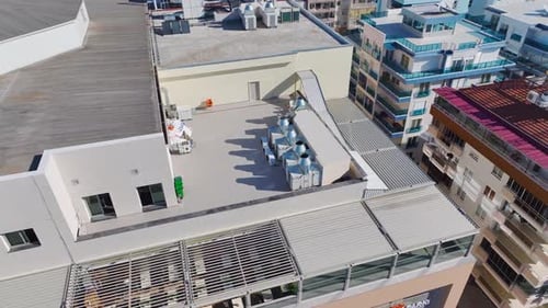 Aerial Video of HVAC Units on Roof of Shopping Complex