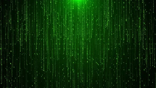 Flying particles green abstract background particles, innovative natural background. digital glowing