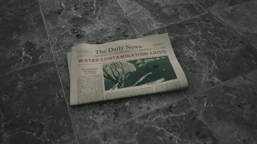 Animated Newspaper Reporting Water Contamination Crisis