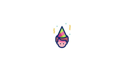 Animated Flat Design Birthday Party Icon