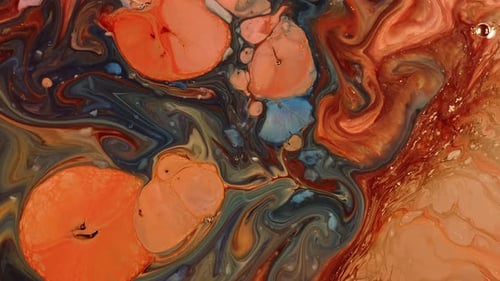 Abstract Liquid Paint Swirls in Motion