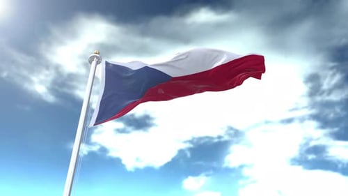 Czech Republic Flag Waving in Realistic Loop Animation