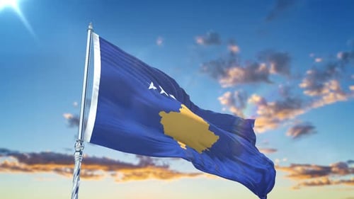 Kosovo Flag Waving Reveal Animation