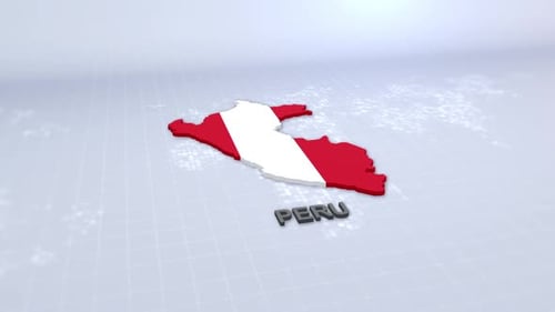 Peru Flag Map 3D Animation with Country Name Reveal