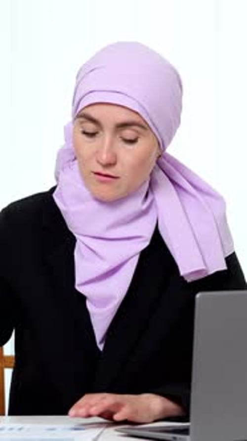 Professional Woman Reviewing Financial Graphs Caucasian Female Executive Focused On Data Analysis
