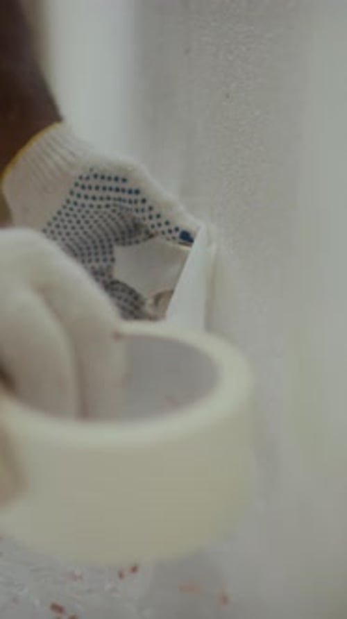 Gloved Hand Taping Surface