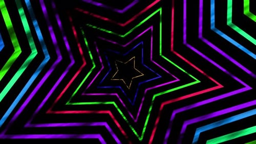 Colorful Glowing Stars Shape Disco Music Background. Vj Loop Animation Of Disco Stars Shape Party