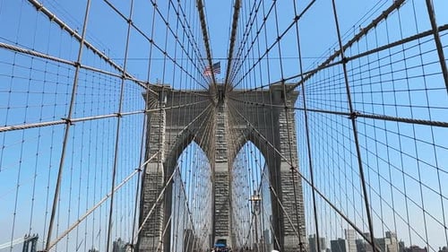 Walking on The Brooklyn Bridge in New York City, United States of America