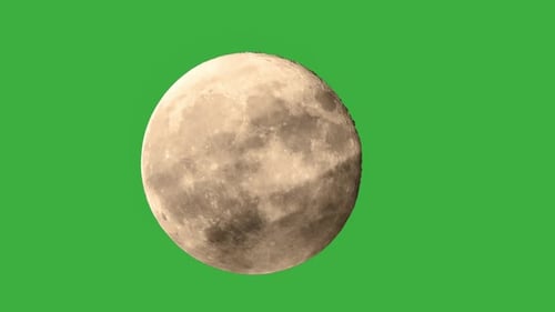 Full Moon Rotating on Green Screen Background