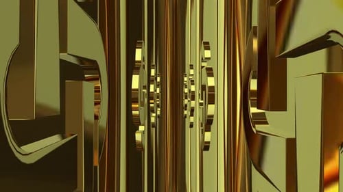 Luxus-Hintergrund mit rotierenden Goldformen, Figuren, Reflexion, exklusiv, 3D-Render