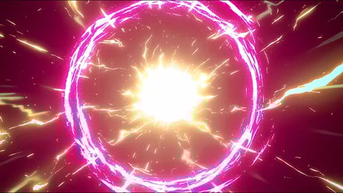 Anime Energy Ring Explosion, Magical Power Blast Abstract Lightings Strike Comic FX Background