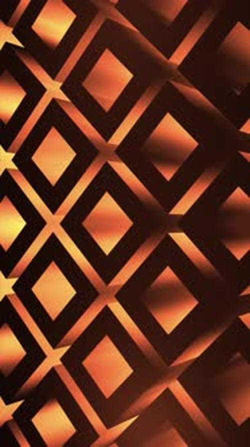 Vertical Video - Golden Isometric Cubes Pattern Abstract Background