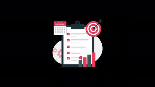 Animated Business Planning and Goal Tracking with Checklist and Progress Chart