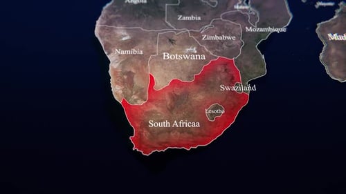 Animated Regional Map Highlight of South Africa