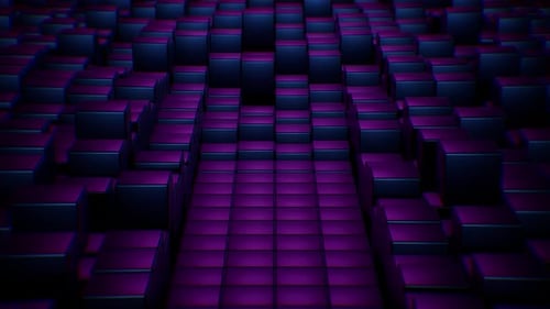 Futuristic Geometric Glowing Cubes Seamless Loop Motion Background