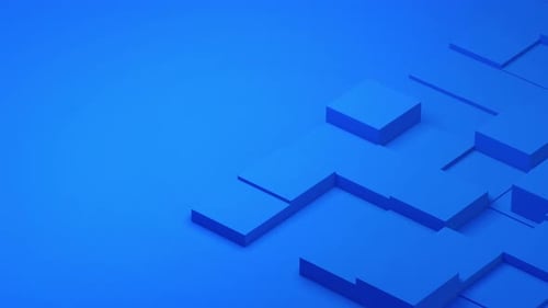 Cubo geométrico de fondo azul