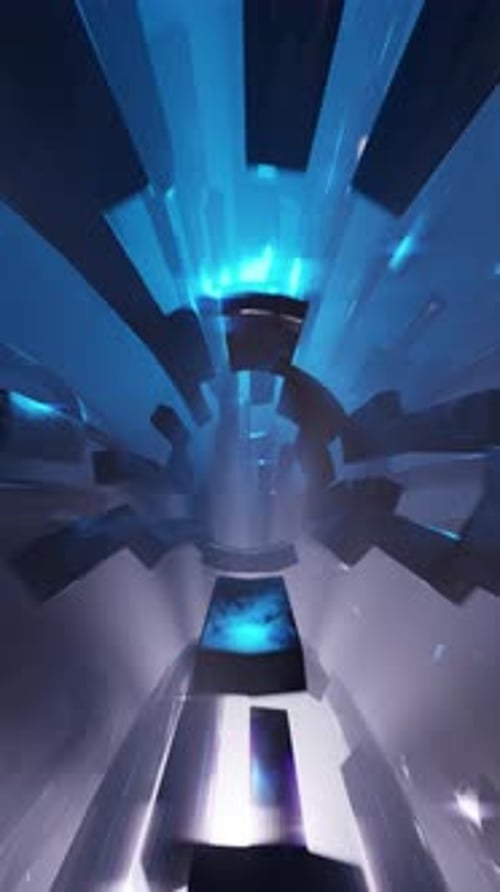 3D Animated Background of Abstract Seamless Loop Scifi Tunnel with Light Effects