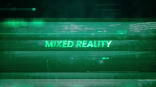 Fond de données futuriste de technologie Word On Noise Glitch Error en réalité mixte