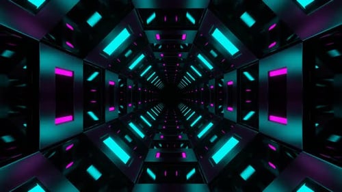 Cyan And Pink Mirrored Octagon Tunnel Background Vj Loop In HD