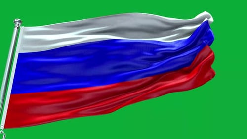 Russian Federation Flag Waving on Green Screen