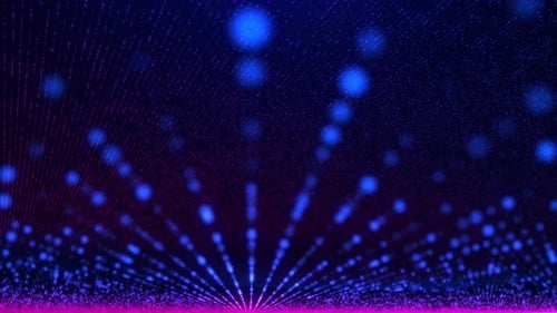 Hell leuchtende Laserlinien aus Punkten und Partikeln mit dem Effekt, den Hintergrund zu verwischen