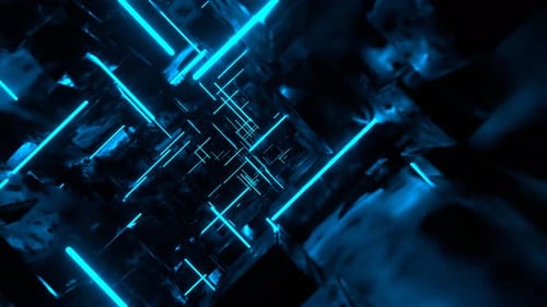 Blue Fantastic Neon Glow Rod Gallery Background Vj Loop In 4K