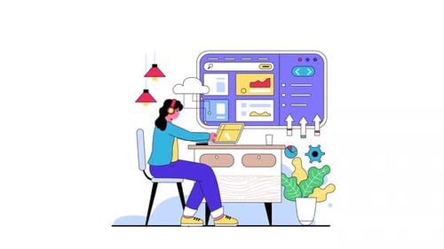 Website Content Construction Animated Scene