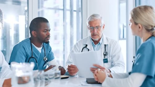 Medical Professionals Meeting at Hospital Workplace