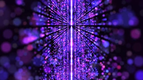 Gorgeous multicolored futuristic light rays shining and reflecting in the space. Abstract technology
