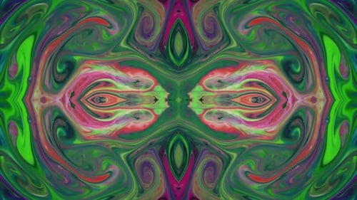 Vibrant Fluid Paint Kaleidoscope Abstract Background Animation