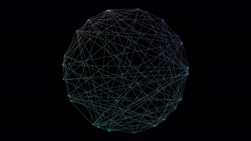 Abstract Rotating Plexus Network Sphere Background