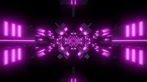Viaje futurista de transporte por un túnel de neón, vibrante exploración de ciencia ficción