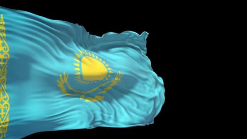 Waving Kazakhstan Flag Realistic Animation