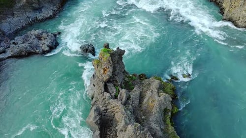 Large River Flows Through a Rocky Landscape in Iceland Clear Turquoise Glacial Water Beautiful