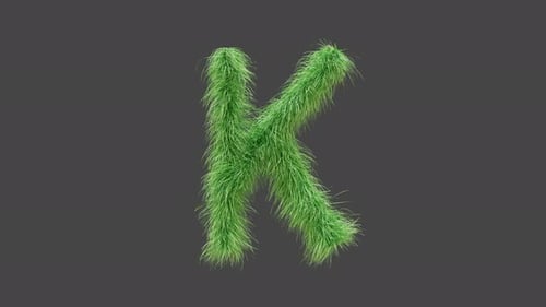 3D animation green grass letter K