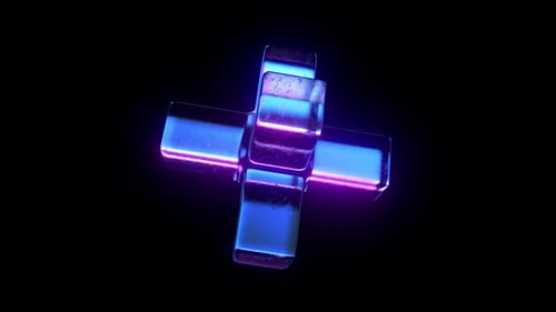 Futuristic Abstract Crystal Cross Shape Rotating Loop