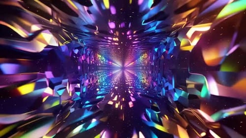 Lebendige Neon-Kristalltunnel-Bewegungsgrafik, abstrakt, 3D, VJ Lo