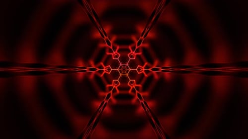 Red And Orange Digital Neon Geometric Infinite Cyber Tunnel Background Vj Loop In 4K