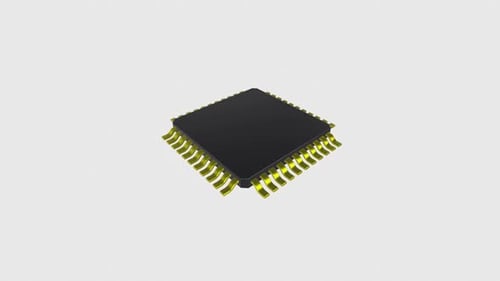 Spinning 3D Microchip Computer Processor Animation