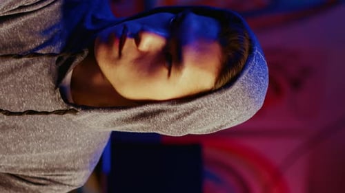 Vertical Video Precautious Hacker Hiding in Bunker