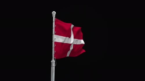 Realistic Danish Flag Waving Seamless Loop